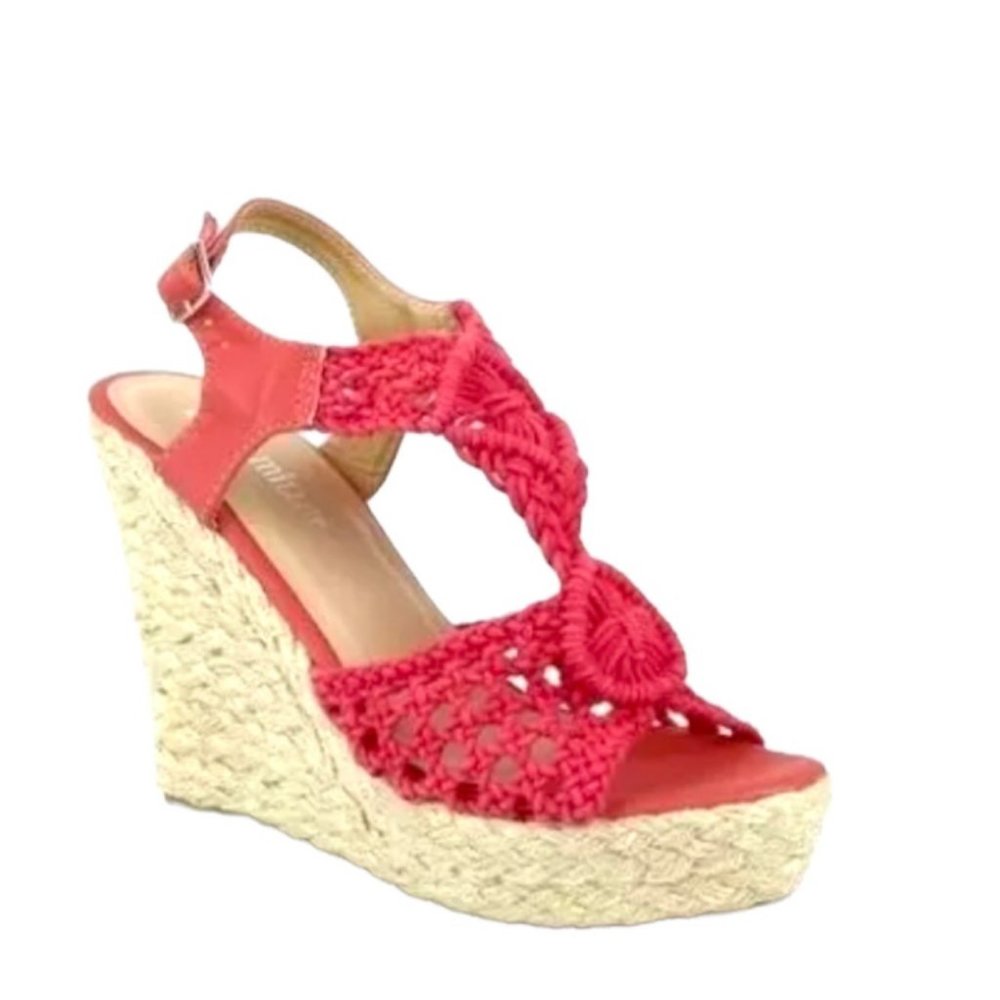 NIB Olivia Miller crochet espadrille coral 7